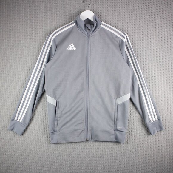 Adidas Youth Large Grey Climalite Track Jacket Zip Up - Picture 1 of 8